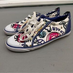 Coach Poppy Barett Scribble Sneakers - White & Blue